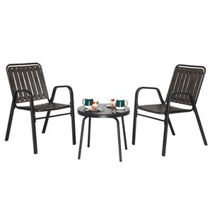 Set Bistrot da Esterno in 3 Pezzi, Arredamento da Giardino con 2 Sedie Impilabili e Tavolo in Vetro per Cortile, Balcone o Veranda - Product Image 3