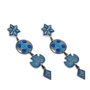 SKU7543 ต่างหูเงินแท้ 925 ประดับเคลือบสีน้ำเงิน ดีไซน์แบบห่วง สำหรับผู้หญิง ของขวัญวันครบรอบแต่งงานและงานปาร์ตี้ - Product Image 2