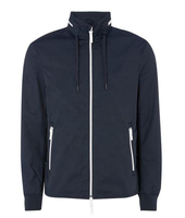 Blouson Bomber d'Hiver pour Homme à Col Montant et Fermeture Éclair, Bleu Marine Uni, Style Urbain Sportif avec Cordon de Serrage et Poches Zippées