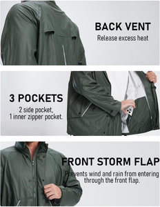 Custom Design Heavy Duty Waterproof Rain Jacket With Hood High Quality Fabric Breathable Sustainable Outdoor <b>Raincoat</b> For <b>Men's</b> - Product Image 2
