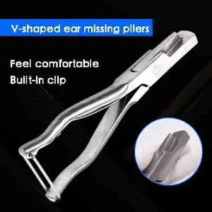 Pince à oreilles en acier inoxydable, pince à encoches en V pour marquage des animaux, ciseaux à oreilles pour moutons, pince de marquage - Product Image 2