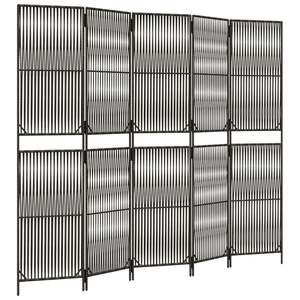 5-<b>Panels</b> Gray Poly Rattan Screen & <b>Room</b> <b>Divider</b> - Product Image 2