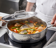 Round Stainless Steel Hot Pot Casserole in Silver Color With Hammered Outside Durable Finished for Restaurant Storage Serving - Product Image 5