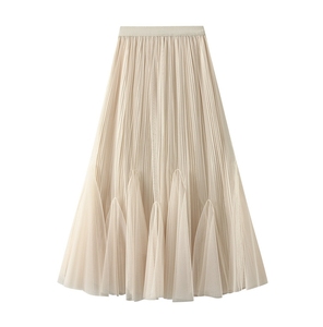 Wholesale Elegant Ladies Solid Color High Grade <b>Satin</b> <b>Pleated</b> Versatile <b>Skirt</b> Free Size Womens <b>Skirts</b> - Product Image 4