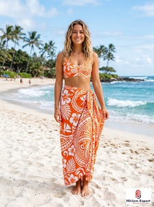 Paréo court personnalisé pour femme, léger, antistatique, en tissu satiné de polyester à pois, séchage rapide, OEM ODM - Product Image 4