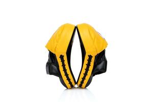 Nuevas Manoplas de Entrenamiento Fairtex Amarillas y Negras, Personalizadas con Logotipo, Almohadilla de Cuero Profesional para MMA, Muay Thai, Kickboxing, Boxeo - Product Image 3