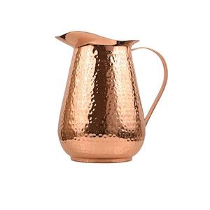 Pichet en cuivre avec couvercle, 100% cuivre pur, pichet à eau martelé, 50,7 oz (1,5 litre) pour l'eau potable, pichet traditionnel - Product Image 6