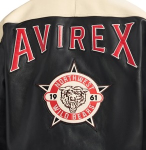 Veste pour homme noire Avirex Northwest Wild Bears brodée, style streetwear, veste de sport - Product Image 5
