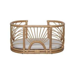 Canapé pour animaux de compagnie en rotin délicat, design Sunburst, lit pour chien en osier avec coussin, meuble décoratif pour chat, pour salon, intérieur de maison - Product Image 3