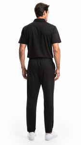 Custom New Men's Polo Shirt and Pants <b>Set</b> Short Sleeve Solid <b>Colour</b> Casual Wear Summer Knitted Fabric Elastic Waist - Product Image 6