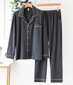 Custom Logo Polyester/Cotton Solid Casual Ultra-soft Long Sleeve Plus Size <b>Set</b> Night Dress <b>for</b> <b>Men</b> <b>Pajamas</b> - Product Image 5