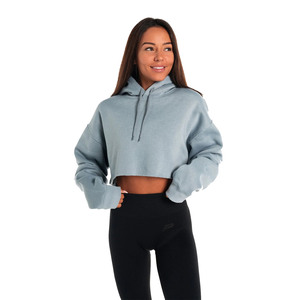 Solid Color Stylish Long Sleeve <b>Crop</b> <b>Top</b> Women Hoodie Hot Sale by Season Breathable Drawstring <b>Crop</b> <b>Top</b> Women's Hoodies - Product Image 2