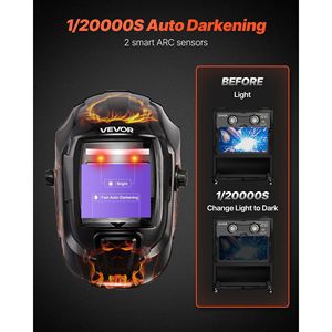 Casco per saldatura auto-oscurante con cappuccio True Color da 3,66 x 1,69 pollici alimentato a energia solare, 2 sensori di arco, tonalità 4/9-13 per saldatori - Product Image 3