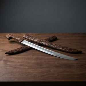 Espada Forjada a Mano con Grabado de Ciervo, Decoración Rústica Medieval para Pared, con Funda de Madera, Arte de Ciervo del Bosque, Hecho a Mano, Coleccionable - Product Image 5