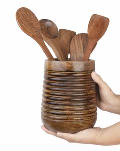 Portacucharas de Bambú Premium, Elegante Soporte para Utensilios de Cocina y Herramientas de Servicio a Bajo Precio por Exportador - Product Image 3