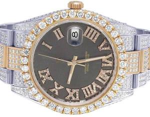 BOJ R.O.L.E.X.024 Montre Homme de Luxe à Quartz Analogique en Acier, Chiffres Romains, Moissanite Intégrale, 41MM, Résistance à l'Eau 3BAR, Style Hip Hop - Product Image 2