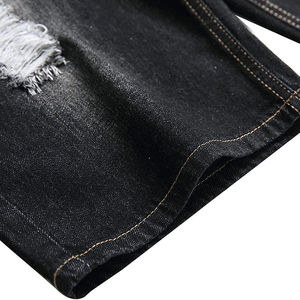 Shorts en jean déchirés pour hommes, coupe droite, taille mi-haute, décontractés, en coton, pour l'été - Product Image 5