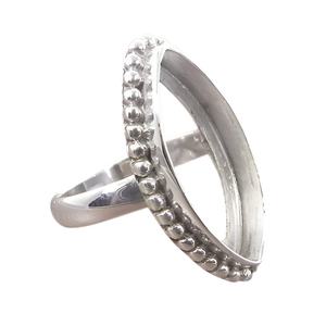 Lunette en forme de marquise en argent sterling 925 massif pour femmes, cadre de perles vierges, composants de bijoux semi-montés. - Product Image 1