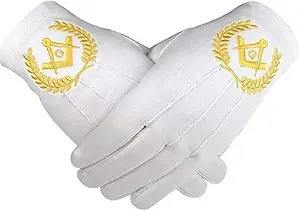 Guantes Masónicos de Caballero Templario con Cruz Nórdica Roja, Bordado a Máquina en Algodón Blanco (2 Pares) (Talla XX-Large) - Product Image 3