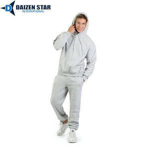 Hooded Fleece Tracksuit Drawstring Closure Streetwear Style Breathable Eco-Friendly 100% Cotton Solid Unisex Adult Spring - Product Image 6