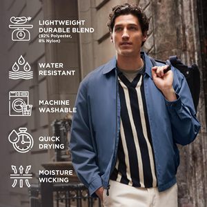 Versatile Men's Denim <b>Lightweight</b> <b>Jacket</b> Full Zip <b>Waterproof</b> Windbreaker Front Logo Casual Outdoor Athletic <b>Running</b> Sportswear - Product Image 3