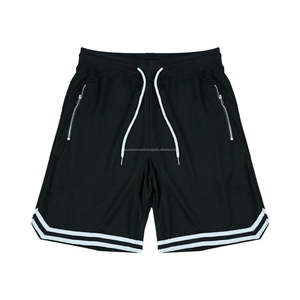Shorts de basket-ball avec bandes blanches et poches zippées, shorts de sport, vêtements de sport, shorts athlétiques - Product Image 1
