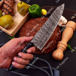 Cuchillo de Cocina de Acero de Damasco, Forjado a Mano, Ligero, Ambidiestro, de Alta Dureza, con Mango de Epoxi Negro de 8 Pulgadas - Product Image 5