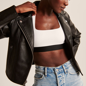 Nouvelle veste de motard en cuir d'agneau véritable, style streetwear, vente chaude, pour femme, avec doublure longue en laine, personnalisable - Product Image 6