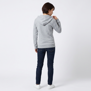 <b>Men's</b> <b>Grey</b> Waffle Knit Hooded <b>Sweatshirt</b> Slim Fit Casual Long Sleeve Autumn Wear - Product Image 5