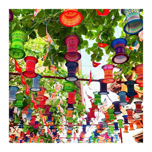 Farol de Brocado Navideño Ecológico, Hecho a Mano, Plegable, con Marco de Bambú, Tela Étnica Vietnamita, Decoración para Árbol de Navidad, Regalo de Año Nuevo 2 - Product Image 5