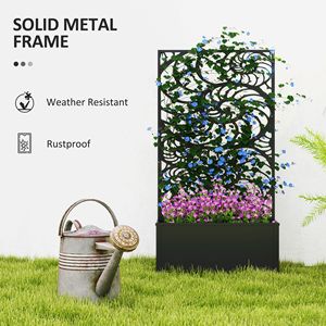 "Rusted Wood <b>Trellis</b> Garden Bed for Climbing Plants Freestanding Patio <b>Flower</b> Planter Box 110lbs Black" - Product Image 6