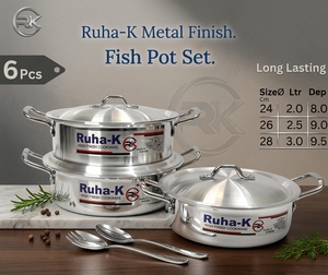 ชุดกระทะเคลือบโลหะ Ruha-K รุ่น Super Frying Pan 3 ชิ้น ทำจากอะลูมิเนียม พร้อมด้ามจับไม้ ทนทาน ใช้ได้กับเตาแก๊สและเตาแม่เหล็กไฟฟ้า - Product Image 5