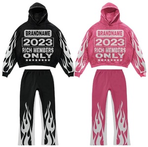 ชุดวอร์มพิมพ์ลายโลโก้ 3 มิติ แบบกำหนดเอง คุณภาพสูง ผ้าฝ้าย 100% ดีไซน์ทันสมัย ระบายอากาศได้ดี ชุด 2 ชิ้น - Product Image 1