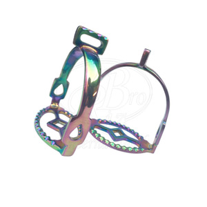 Estribo de hierro español con 90 grados °   Estribos Ecuestres de Acero Inoxidable con Recubrimiento de Titanio Multicolor de 4.75 Pulgadas - Product Image 4