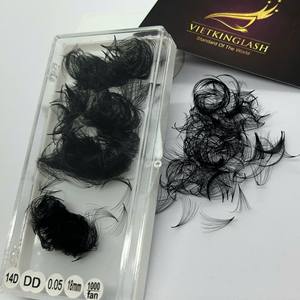 Extensiones de Pestañas Premade en Abanico, Negras, Hechas a Mano en Fábrica, con Base Puntiaguda, Volumen Completo, Curvatura 14D Estrecha D/DD/CC/M/L, Grosor 0.03 0.05 - Product Image 4