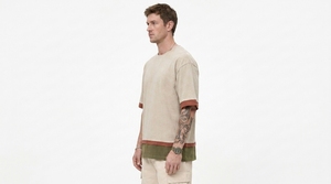 เสื้อยืดโอเวอร์ไซส์คุณภาพสูงสำหรับผู้ชาย สไตล์ฮิปฮอป ผ้าถักโพลีเอสเตอร์/คอตตอน สีพื้น  รับผลิตตามสั่ง พร้อมสกรีนโลโก้และขนาดตามต้องการ ขายส่ง OEM - Product Image 6