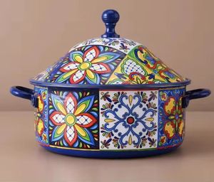 Cazuela de lujo para calentar alimentos, con diseño floral azul claro, aislada, con tapa de cúpula, elegante vajilla para la mesa de Ramadán, olla para guisos. - Product Image 6