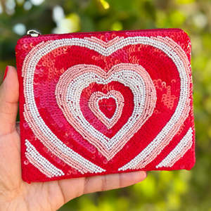 Custom Heart Embroidered Beaded Coin <b>Purse</b> Zipper Pouch Handmade Compact Gift Bag for Women and Girls Wholesale - Product Image 3