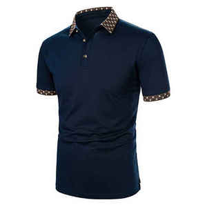 Camiseta Polo Azul Marino Elegante para Hombre, 100% Algodón, Tela Ligera, Camiseta Polo Informal para Hombre - Product Image 3