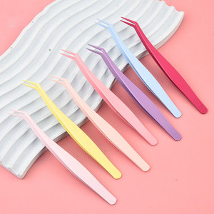 Pince à épiler professionnelle en acier inoxydable coloré, durable, à pointe lisse de 10 mm, anti-adhésive, pour extensions de cils DIY - Product Image 4