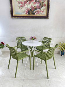 Versatile Plastic <b>Round</b> <b>Table</b> with Stable Structure and Easy Maintenance Surface for Patios Balconies and Living Areas - Product Image 6