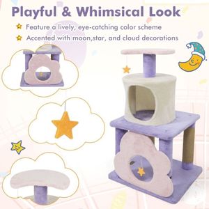 ต้นไม้แมวแบบหลายชั้นทันสมัยสำหรับลูกแมวในบ้านและเพื่อความเพลิดเพลินในการข่วน - Product Image 3