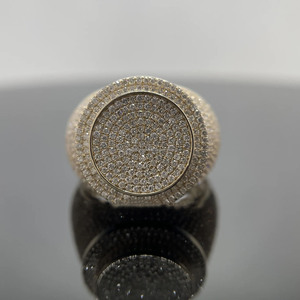 Yellow Gold Men's Engagement Wedding Iced <b>Ring</b> <b>Dome</b> Bling Cluster Rhodium Plated Sterling Silver Custom Hip Hop Moissanite <b>Ring</b> - Product Image 2