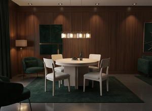 Ensemble de table à manger ronde moderne avec 4 chaises, construction en frêne massif et placage MDF, durable, facile à nettoyer, meubles de salon - Product Image 5