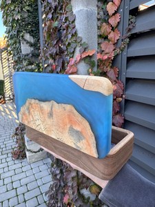 <b>Resin</b> Jewelry Box With Wooden Inlay Blue Finish Artistic Storage Jewelry Bracelet Holder Wooden Keepsake Box With <b>Resin</b> <b>Crafts</b> - Product Image 4