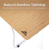 Table pliante de glamping pour l'extérieur - Portable en aluminium et bambou pour pique-nique, repas, cour et balcon, camping