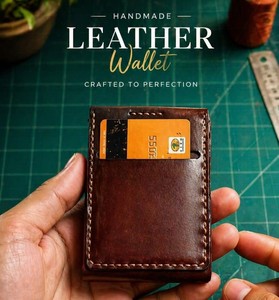 Premium Handmade Genuine Leather <b>Wallet</b> Vintage Brown Candy Pattern Short Daily Use <b>Card</b> <b>Holder</b> with Snap Button <b>for</b> Unisex - Product Image 3