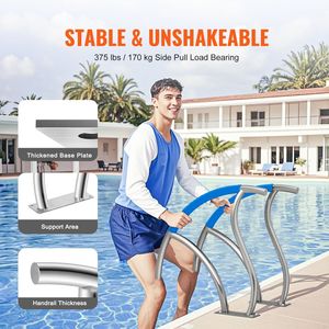 Corrimano per Piscina in Acciaio Inox 30x30 Pollici, 2 Pezzi, Ringhiere di Sicurezza per Piscine Interne/Esterne - Product Image 1