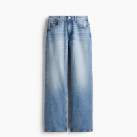 Bleecker Bayan Orta Bel Geniş Paça Kot Pantolon Rahat Bol Kesim Denim Günlük Vintage Moda Giyim Yazlık Düğmeli Düz Açık Renk %100
