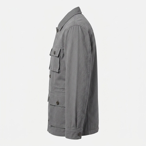 Custom 100% Cotton Mens Waxed <b>Jackets</b> With Turn-down Collar <b>Work</b> Style Fleece Waterproof <b>Jacket</b> - Product Image 3